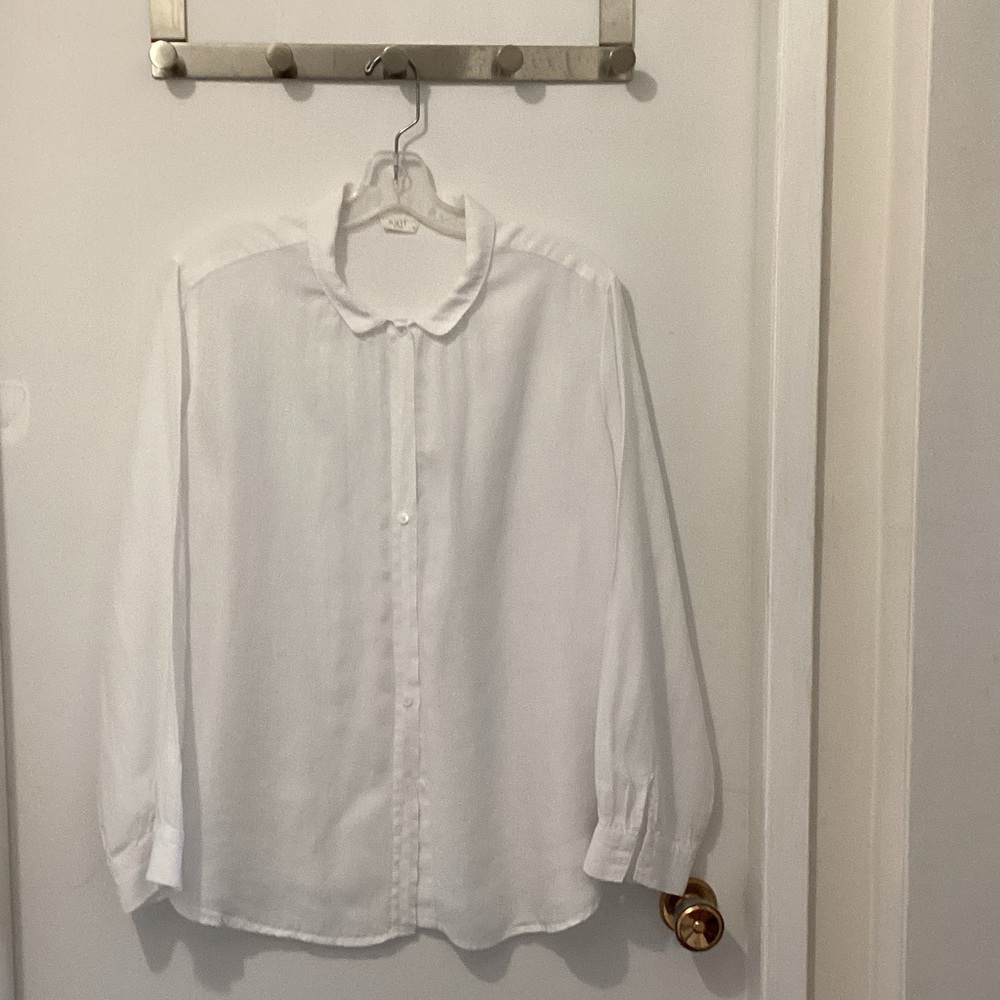 White Long Sleeve Linen Blouse
